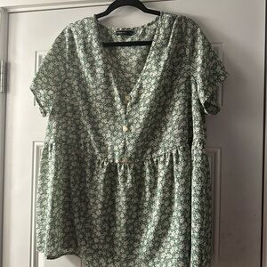 Floral Green Blouse